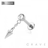 SPIKE CONE DANGLE BEZEL CZ TOP THREADLESS (PUSH IN) IMPLANT GRADE TITANIUM LABRET SET