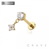 STAR FLOWER CZ DANGLE BEZEL CZ TOP THREADLESS (PUSH IN) IMPLANT GRADE TITANIUM LABRET SET