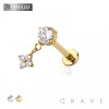 STAR FLOWER CZ DANGLE BEZEL CZ TOP THREADLESS (PUSH IN) IMPLANT GRADE TITANIUM LABRET SET