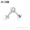 STAR FLOWER CZ DANGLE BEZEL CZ TOP THREADLESS (PUSH IN) IMPLANT GRADE TITANIUM LABRET SET