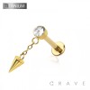 SPIKE CONE DANGLE BEZEL CZ TOP THREADLESS (PUSH IN) IMPLANT GRADE TITANIUM LABRET SET
