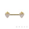 GEM PAVED STRAWBERRY CHARM END 316L SURGICAL STEEL NIPPLE BAR