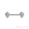GEM PAVED STRAWBERRY CHARM END 316L SURGICAL STEEL NIPPLE BAR