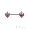 GEM PAVED STRAWBERRY CHARM END 316L SURGICAL STEEL NIPPLE BAR