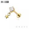 STAR DANGLE BEZEL CZ TOP THREADLESS (PUSH IN) IMPLANT GRADE TITANIUM LABRET SET