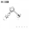 STAR DANGLE BEZEL CZ TOP THREADLESS (PUSH IN) IMPLANT GRADE TITANIUM LABRET SET