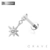 STARBURST DANGLE BEZEL CZ TOP THREADLESS (PUSH IN) IMPLANT GRADE TITANIUM LABRET SET