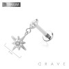 STARBURST DANGLE BEZEL CZ TOP THREADLESS (PUSH IN) IMPLANT GRADE TITANIUM LABRET SET