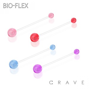 COLOR ACRYLIC BALL BIO-FLEX BAR BELLY RING