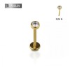 GOLD PVD IMPLANT GRADE TITANIUM BEZEL SET CZ TOP PUSH IN THREADLESS LABRET