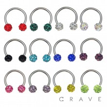 316L SURGICAL STEEL CRYSTAL PAVED FERIDO BALL HORSESHOE