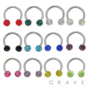 316L SURGICAL STEEL CRYSTAL PAVED FERIDO BALL HORSESHOE