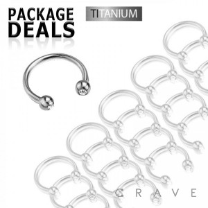 50 PCS IMPLANT GRADE SOLID TITANIUM HORSESHOE WITH CLEAR SINGLE GEM