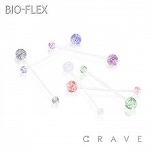 GLITTER ACRYLIC BALL CLEAR BIO-FLEX BAR BELLY RING