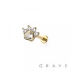 MULTI CZ PAW HEART TOP PUSHIN (THREADLESS) 316L SURGICAL STEEL LABRET SET