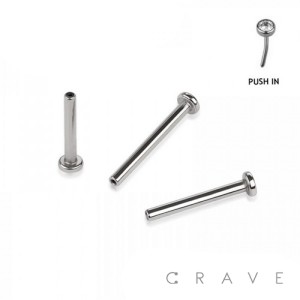 10PCS OF 316L SURGICAL STEEL 2.5MM FLAT DISK THREADLESS PUSH IN LABRET BAR