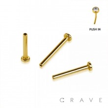 10PCS OF 316L SURGICAL STEEL THREADLESS PUSH IN LABRET FLAT BACK BASE