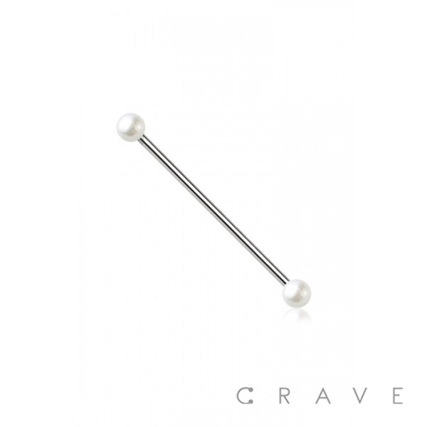 PEARL COAT BALL END 316L SURGICAL STEEL INDUSTRIAL BARBELL
