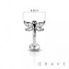 CZ PRONG DRAGONFLY THREADLESS (PUSH IN) 316L SURGICAL STEEL LABRET/MONROE WITH PRONG SET