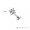 SQUARE CZ PRONG TOP THREADLESS (PUSH IN) 316L SURGICAL STEEL LABRET SET