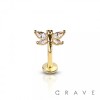 CZ PRONG DRAGONFLY THREADLESS (PUSH IN) 316L SURGICAL STEEL LABRET/MONROE WITH PRONG SET
