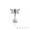 CZ PRONG DRAGONFLY THREADLESS (PUSH IN) 316L SURGICAL STEEL LABRET/MONROE WITH PRONG SET