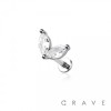 CZ PRONG DOUBLE MARQUISE GEM THREADLESS (PUSH IN) TOP 316L SURGICAL STEEL LABRET SET
