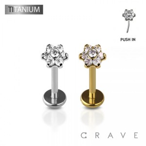 MULTI CZ FLOWER IMPLANT GRADE TITANIUM THREADLESS PUSH IN LABRET SET