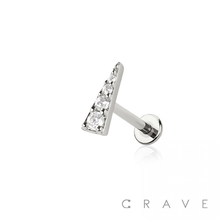 MULTI CZ TRIANGLE ARROW THREADLESS (PUSH IN) 316L SURGICAL STEEL LABRET ...