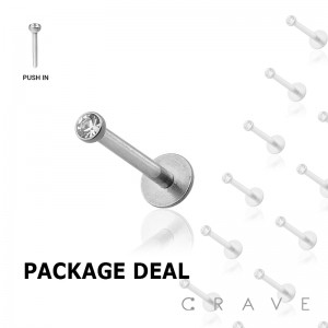 50 PCS OF PRESS FIT LOOK THREADLESS PUSH-IN 316L SURGICAL STEEL LABRET