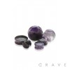 ROUND NATURAL AMETHYST STONE DOUBLE FLARED SADDLE PLUGS