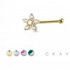 5 CZ FLOWER TOP 316L SURGICAL STEEL NOSE BONE STUD