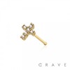 CZ GEM PAVED CROSS 316L SURGICAL STEEL NOSE BONE STUD RING