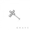CZ GEM PAVED CROSS 316L SURGICAL STEEL NOSE BONE STUD RING