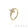 CZ GEM PAVED CROSS 316L SURGICAL STEEL O-RING NOSE HOOP RING