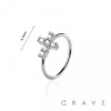 CZ GEM PAVED CROSS 316L SURGICAL STEEL O-RING NOSE HOOP RING