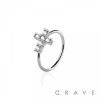 CZ GEM PAVED CROSS 316L SURGICAL STEEL O-RING NOSE HOOP RING