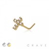 CZ GEM PAVED CROSS 316L SURGICAL STEEL L-SHAPE NOSE RING