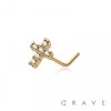 CZ GEM PAVED CROSS 316L SURGICAL STEEL L-SHAPE NOSE RING