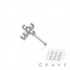 12PCS OF CZ GEM PAVED CROSS 316L SURGICAL STEEL NOSE BONE STUD BOX