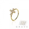 12PCS OF CZ GEM PAVED CROSS 316L SURGICAL STEEL O-RING NOSE HOOP BOX
