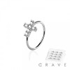 12PCS OF CZ GEM PAVED CROSS 316L SURGICAL STEEL O-RING NOSE HOOP BOX